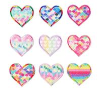 UDNFHL 9 Morceaux De Plaques en Tissu Colorées en Forme De Cœur, des Accessoires De Couture De Bricolage, des Vêtements De Tissu Décoratifs, des Parcelles De Réparation De Vêtements, des Sacs.