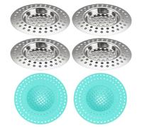 UDNFHL Écran De Vidange en Acier Inoxydable De 4 Pièces, 2 Pièces Couvercle De Vidange Au Sol en Silicone, Filtre Anti-Bloquant Multifonction, Durable Et Robuste pour La Salle De Bain Et La Cuisine.