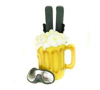 Udo Schmidt Aprés - Tirelire en verre à bière avec ski - 16 cm - Pour vacances, hiver, neige