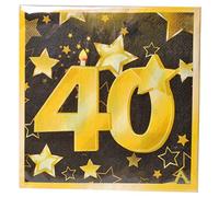 Udo Schmidt GmbH & Co. Lot de 20 serviettes en papier pour anniversaire 40 ans Or/noir