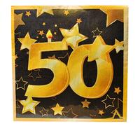 Udo Schmidt GmbH & Co. Lot de 20 serviettes en papier pour anniversaire 50 ans Or/noir