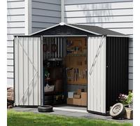 UDPATIO Abri de Jardin Métal 196x120x185 cm - Cabane Extérieur avec Toit Incliné et Porte Verrouillable, Rangement Outils de Jardin/Vélo, Gris