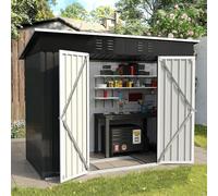 UDPATIO Abri de Jardin Métal 246x121x181 cm - Cabane de Jardin Extérieur avec Toit Incliné et Serrure, Rangement Outils de Jardin/Vélo, Gris foncé