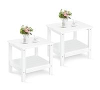 UDPATIO Adirondack Lot de 2 tables d'appoint d'extérieur pour terrasse, 48,3 x 40,6 cm, tables d'appoint de piscine, table d'appoint en polyéthylène haute densité pour extérieur, jardin, piscine