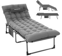 UDPATIO Bain de Soleil avec Coussin Chaise Longue Pliable Dossier réglable Jardin Exterieur Gris