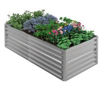 UDPATIO Jardinière 180 x 60 x 90 cm, Jardin Surélevé Métal Galvanisé Bac de Plantation avec Base Ouverte,per la coltivazione di ortaggi, Fiori e Frutta, Argento