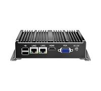 UDPTCP Mini PC sans Ventilateur, Ordinateur Industriel, Mini PC N2840, Dual-Core, 4K HD + VGA, 2 Gigabit Ethernet, USB, Industriel pc de Bureau 2 RS232 COM, WiFi / Win10 / Linux, 8 Go RAM 128 Go SSD