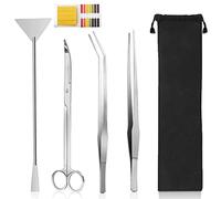 UDQYQ Lot de 4 outils d'aquarium en acier inoxydable de qualité supérieure pour plantes aquatiques, pince à épiler antirouille, ciseaux, grattoir pour nettoyage d'aquarium (argenté)