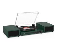Udreamer Platine Vinyle avec 2 Haut-parleurs Stéréo Doubles, Vintage Tourne-disqu Bluetooth 5.3 Prend en Charge 3 Vitesses, Entrée Auxiliaire, Ligne RCA, USB,Lecture sans Fil, Vert
