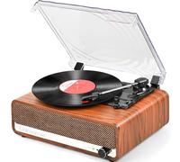 Udreamer Platine Vinyle Bluetooth Tourne Disque Support USB Aux entrée RCA Ligne de Sortie 3 Vitesses Drive Ceinture Arrêt Automatique Miroir Design Orange Jaune