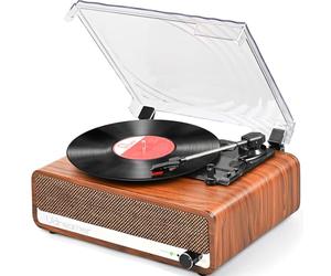 Udreamer Platine Vinyle Bluetooth Tourne Disque Support USB Aux entrée RCA Ligne de Sortie 3 Vitesses Drive Ceinture Arrêt Automatique Miroir Design Orange Jaune