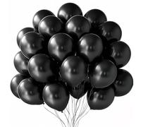UDRKFOPK Ballon Noir,100 Pcs 10 Pouces Ballons Noir,Ballon de Baudruche en Latex,Noir Ballon Fete pour Fête à Thème Filles Anniversaire Baby Shower Mariage Fête Décorations