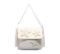 UDSKNV[KSL Sac Messager pour Femme Design Étoile Réglable Mignon Sac Messager avec Poches Latérales à Bandoulière Zippés Blanc
