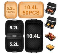 UDUK Accessoires de Friteuse à Air Chaud pour Ninja AF500EU 10,4L et 5,2L, 3 PCS Moules en Silicone Réutilisables et 150 PCS Feuilles de Papier Sulfurisé Airfryer Accessoires pour Friteuse