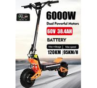 UE X5 6000W 60V 38AH double moteur Scooter électrique vitesse maximale 90 km/h frein hydraulique écran Lcd Chilométrage maximum 90km pliable Escooter 5000W 52V- 26AH