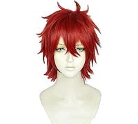Uearlid Cosplay Wig Anime Amagi Rinne Perruque Cosplay Costume vin Rouge Court résistant à la Chaleur Perruques de Cheveux synthétiques
