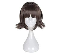 Uearlid Cosplay Wig Anime Persona 5 Makoto Niijima Perruque Brune Courte avec Tresse Cosplay Costume résistant à la Chaleur Cheveux synthétiques Cosplay Perruques