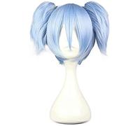 Uearlid Cosplay Wig Filles Courte Droite Bleu Anime Convention Fan déguisement déguisement Cosplay fête Perruque avec Queue de Cheval