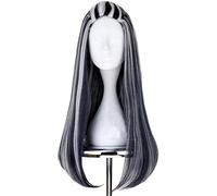 Uearlid Cosplay Wig Frankie Cosplay Perruques 65cm Noir Mélange Blanc Halloween Partie Synthétique Cosplay Perruque