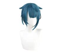 Uearlid Cosplay Wig Genshin Impact Cosplay Perruque Bleu Cheveux Courts résistants à la Chaleur Femmes Halloween Jeu de rôle Genshin Impact Perruque