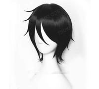 Uearlid Cosplay Wig Kuroshitsuji Butler Sebastian Michaelis Courte Résistant à la chaleur Noir Cosplay Costume Costume Perruque + piste + perruque