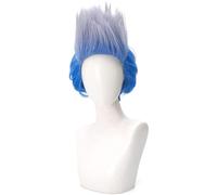 Uearlid Cosplay Wig Perruque Anime Descendants 3, Perruque Hadès, Cheveux Courts dégradés Bleus for Halloween, Perruque de fête + Bonnet