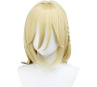 Uearlid Cosplay Wig Perruque de Cosplay Anime Genshin Impact Kaveh, Perruque de Cheveux Courts blonds, Perruque d'halloween for Costume de fête + Bonnet