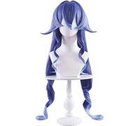 Uearlid Cosplay Wig Perruque de Cosplay Anime Genshin Impact Layla, Cheveux synthétiques Longs bouclés Bleus résistants à la Chaleur for Perruque + Bonnet de fête costumée d'halloween