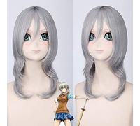 Uearlid Cosplay Wig Sakura ichiko Droite Moyenne Longue Anime Cosplay Perruque Cheveux synthétiques Gris