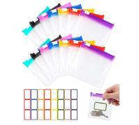 UEAVOID 14 Mini Sachets Zip Transparents 7 Couleurs Réutilisables pour Pilules, Bijoux, Petits Objets & Voyage, avec 24 Étiquettes Autocollantes - Organisation Facile.