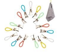 UEAVOID 15 pièces Accroche Torchon, Porte Torchon Cuisine, Pince Torchon Crochet Torchons, Pince à Serviette en Métal, Attache Serviette Attache Torchon Cuisine, Porte Torchon Coulissant (5 Couleurs)