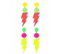 UEAVOID 2 Paires de Boucles d'Oreilles Pendantes Éclair Néon Acrylique, Accessoires Année 80 Femme et Années 90, Accessoire Fluo Rétro pour Soirée à Thème, Ultra Légères pour Danser