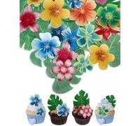 UEAVOID 60 Fleurs Comestibles pour Gâteau, Décoration Gâteau Comestible en Papier d'Azyme (Wafer Paper) Sans Goût, Idéal pour Cupcakes, Anniversaire et Mariage