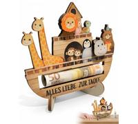 UEAVOID Cadeau Baptême Pour Bébé Garçon Fille, Boîte D'Argent En Bois Avec Enveloppe, Format Standard 1 Pièce, geste symbolique & héritage familial durable, offrande solennelle
