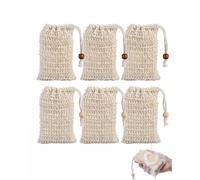 UEAVOID Filet Savon Solide Sisal Naturel, Lot de 6 - Pochette Exfoliante & Sac à Savon pour Douche, Voyage, Zéro Déchet & Mousse Abondante.
