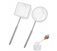 UEAVOID Lot de 2 Épuisettes Aquarium et Petite Piscine, Mini Épuisette Maille Fine (1 Carrée + 1 Ronde) pour Nettoyer Spa, Nano Aquarium, Poissons et Crevettes, Idéal pour Bassins Intex