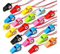UEAVOID Lot de 24 Sifflets Enfant en Plastique avec Cordon, Couleurs Aléatoires. Idéal pour Football, Sports, Entraînement, Fêtes & Jeux d'Enfants.