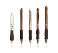 UEAVOID Lot de 5 Stylos Gel Rétractables Grip Caoutchouc Pointe Fine pour Journal École Bureau Design Café Mignon (0,5 mm) (Encre Noire)