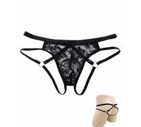 UEAVOID String Homme Dentelle 1 Unité Taille Unique Noir | Jockstrap Transparent Chic | Coupe Flatteuse et Confort Respirant pour une Sécurité Érotique au Quotidien