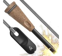 überleben Zünden PRO Ferro Rod Allume-feu de survie - Jusqu'à 15 000 coups - Acier de feu de 3/8" d'épaisseur avec gâche - Silex de camping étanche et acier avec poignée en bois et cordon (naturel)