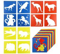 üCk Lot de 12 pochoirs pour enfants, motifs d'animaux - 20 x 20 cm - Grands pochoirs réutilisables - Pour enfants de 4 à 8 ans - Pour dessiner