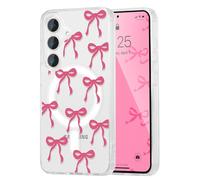 UEEBAI Coque Magnétique pour Samsung Galaxy S20 FE 5G Transparent Étui avec Recharge sans Fil, Housse de Téléphone en Motif de Nœud Arc Papillon Antichoc Bumper Cover pour Filles Femme, Rose Rouge