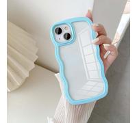 UEEBAI Coque pour iPhone 14 Plus 6.7 inch, Housse de Protection Wave Frame Etui Cristal Transparent Case Ultra Léger et Mince Antichoc TPU Bumper Cover Résistant Aux Rayures - Bleu