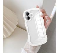 UEEBAI Coque pour iPhone 16 Plus, Housse de Protection Wave Frame Etui en Ultra Léger et Mince Antichoc Souple TPU Bumper Cover pour Filles Femme Full Caméra Protection - Blanche