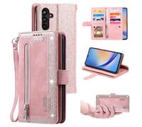 UEEBAI Coque pour Samsung Galaxy A34 5G, Etui en Cuir PU Portefeuille Rétro Antichoc Flip Case Anti-Choc Housse avec Fentes de Cartes Fonction Support, Fermeture Magnétique - Or Rose