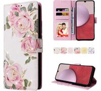 UEEBAI Coque pour Samsung Galaxy A55 5G, Etui en Cuir PU Portefeuille avec RFID Blocage Housse de Protection Etui à Rabat avec Fentes de Cartes Fonction Stand Fermeture Magnétique - Rose