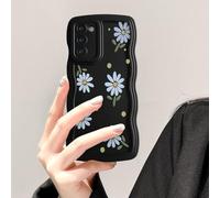 UEEBAI Coque pour Samsung Galaxy S20 FE 5G, Wave Frame Marguerite Étui en Silicone Liquide, Housse de Téléphone en Motif de Daisy Fleur Antichoc Bumper Cover Case pour Filles Femme, Fleur Noir