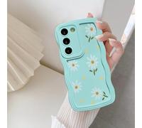 UEEBAI Coque pour Samsung Galaxy S20 FE 5G, Wave Frame Marguerite Étui en Silicone Liquide, Housse de Téléphone en Motif de Daisy Fleur Antichoc Bumper Cover Case pour Filles Femme, Fleur Bleu