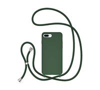 UEEBAI Cordon de Coque pour iPhone 7 Plus/iPhone 8 Plus, Étui en Silicone Liquide avec Charge sans Fil, Réglable Lanyard Case Bandoulière Détachable TPU Bumper Cover Housse de Protection - Vert