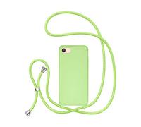 UEEBAI Cordon de Coque pour iPhone SE 2022 5G/iPhone 7/iPhone 8/iPhone SE 2020, Étui en Silicone avec Charge sans Fil, Réglable Lanyard Case Bandoulière Détachable pour iPhone SE3/SE2 - Vert Matcha
